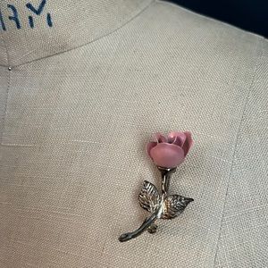 Vintage Pink Rose Pin Brooch